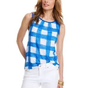 Vineyard Vines Painted Gingham Print Top Blouse 12